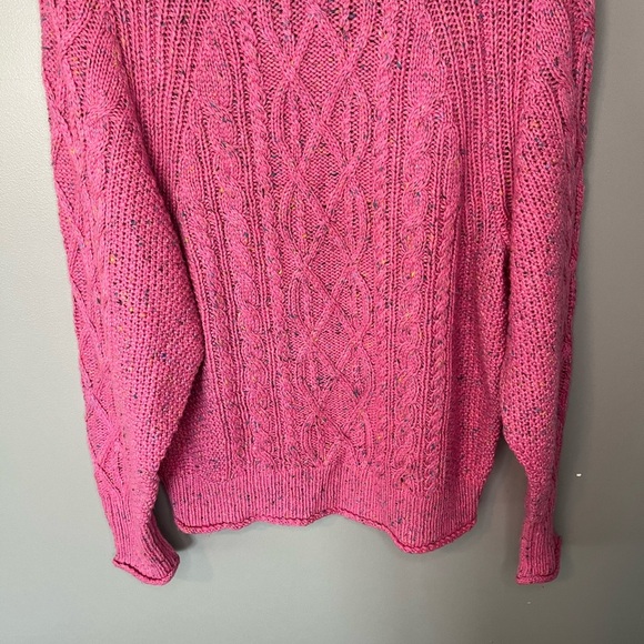 J. Crew Donegal Pink Speckled Cable Knit Pullover Sweater - Picture 7 of 10